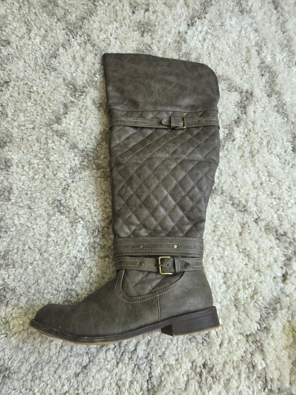 JustFab Titania Wide Calf Flat Boot Taupe